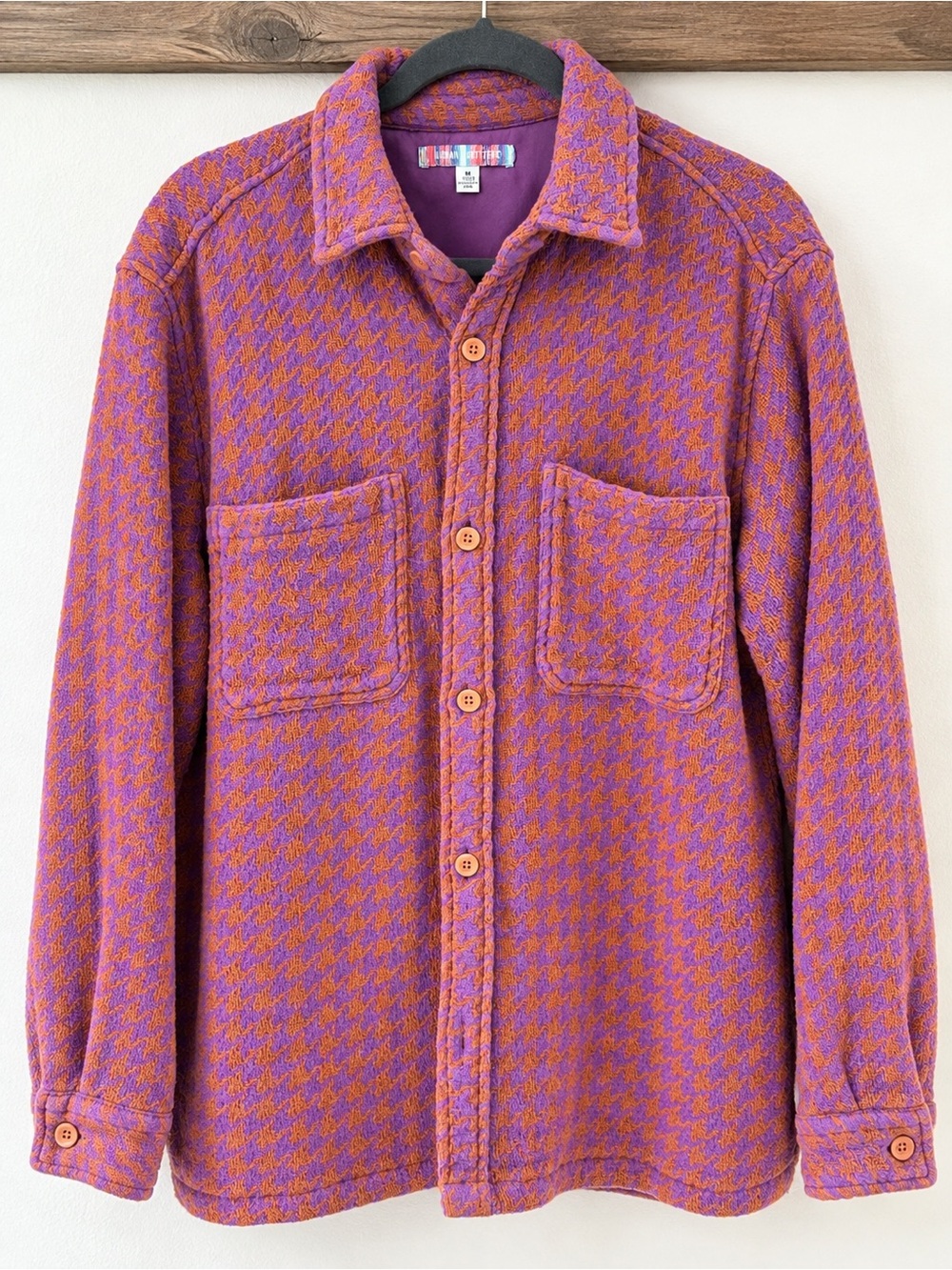 Urban Outfitters Purple & Orange Houndstooth Button-Down Shirt Jacket